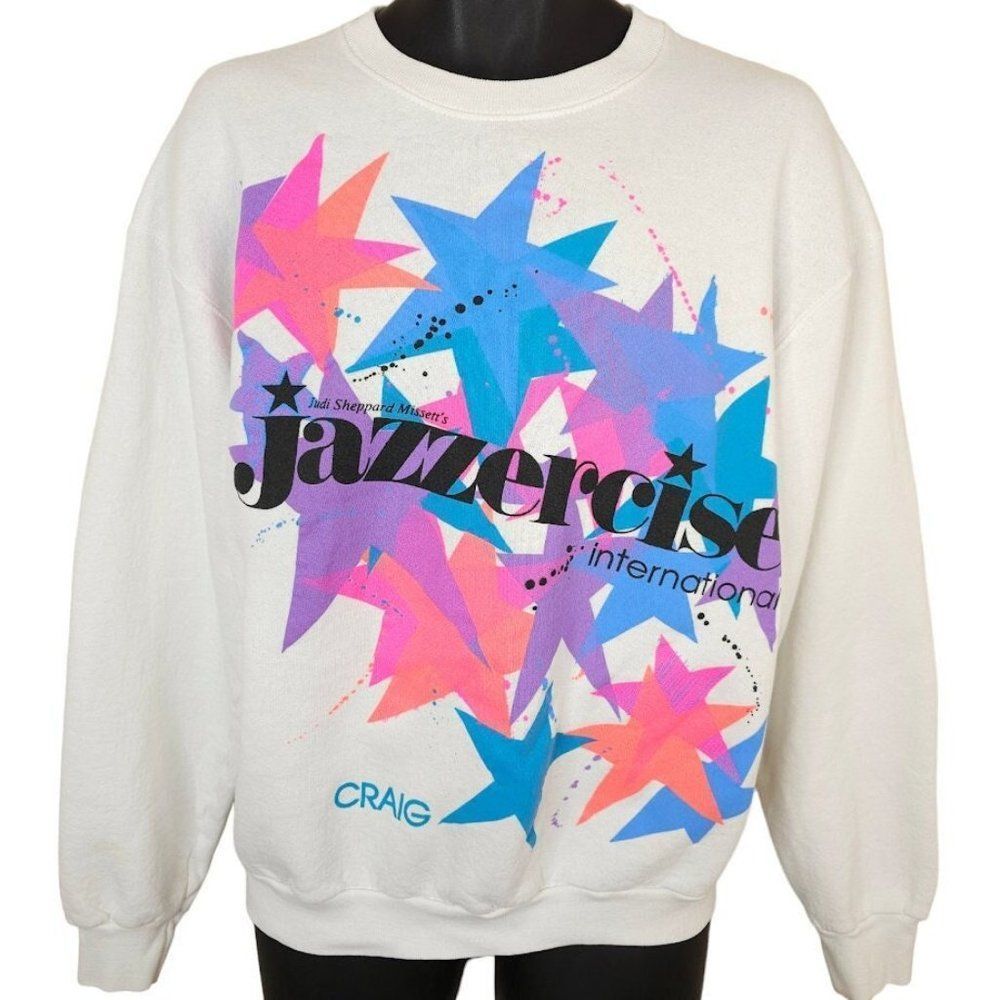 Jazzercise International Sweatshirt Vintage 90s Judi Sheppard Missitt Made In US